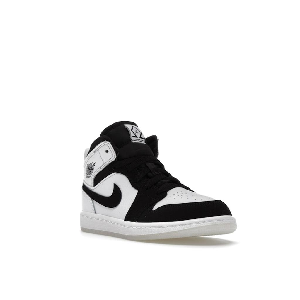Air Jordan 1 Mid SE PS Diamond Kids Sneakers White Multi-Color Black DN4323-100