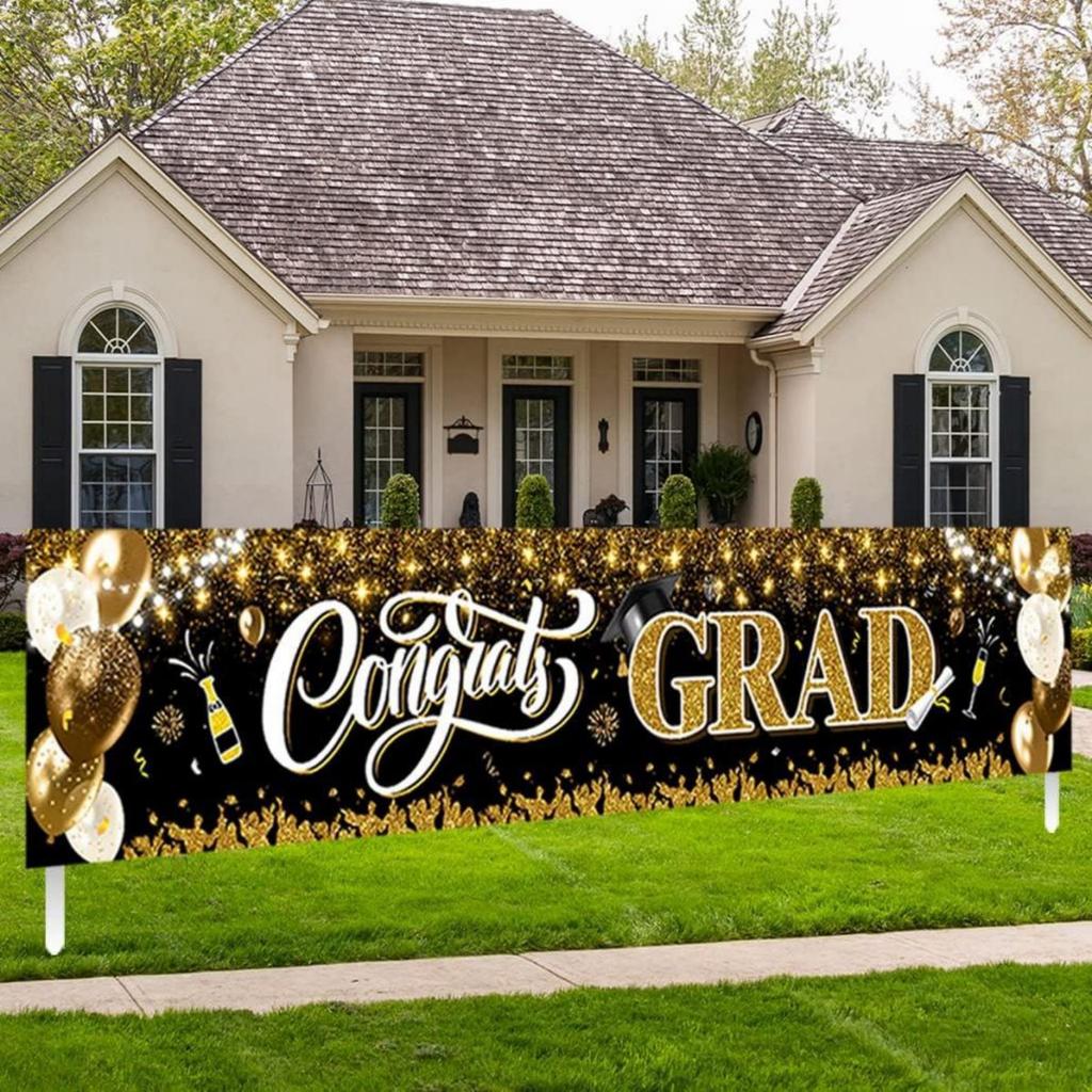 Stendardo di Laurea Decorazione per Giardino Esterno Congratulazioni Classe del 2026 Stendardo 300x50cm Sfondo Appeso Resistente per Festa di Laurea