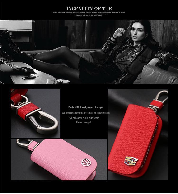 Universal Cross Pattern Car Key Bag with Zipper and Waist Hook