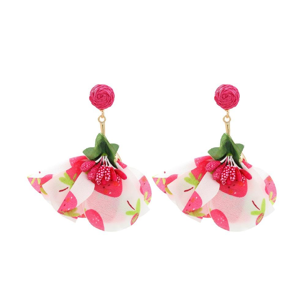Exaggerated Beach Earrings Tassel Petals Stud Earrings Trendy Flower Dangle Earrings  Vacation