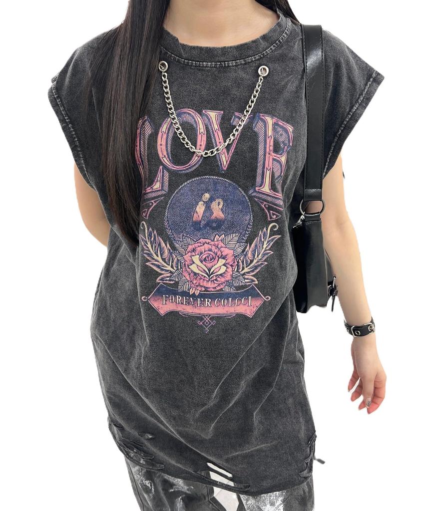 WEGO Figments Tank Pigment Big Summer Korean Size Pattern 3 Top, Chain, Tank, Clothes, Style, Women's, F,