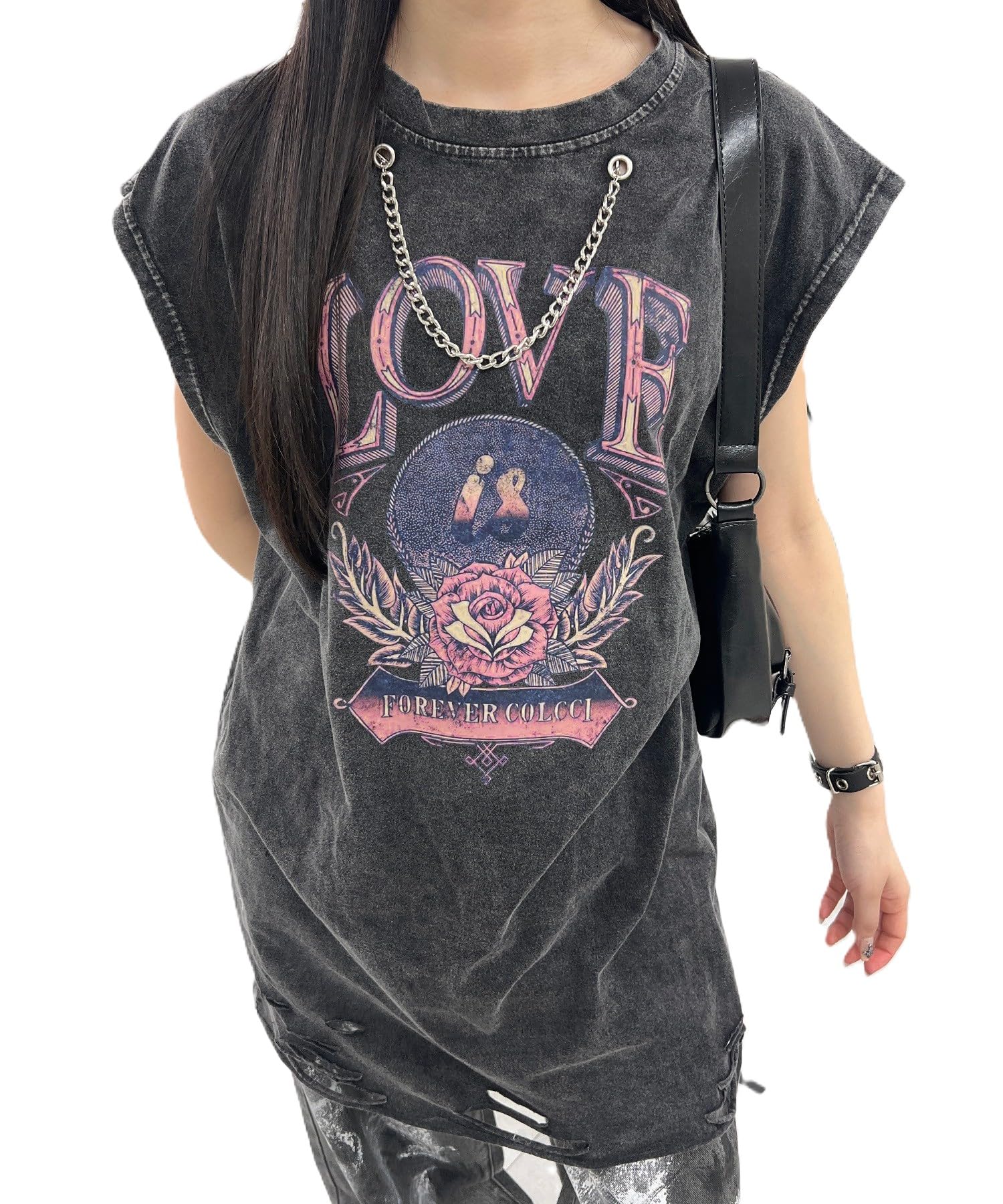 

WEGO Figments Майка Пигмент Большая Летняя Корейский Размер Рисунок 3 Топ, Цепочка, Майка, Одежда, Стиль, Женская, F,