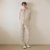 Lunaluz Men S Flora Cotton Long Sleeve Collar Neck pajamaS Two Piece