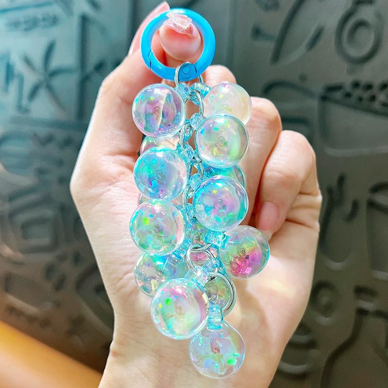 Acrylic Grape Bunch Keychain: Cute Couple Bag Charm & Creative Car Keyring for Women