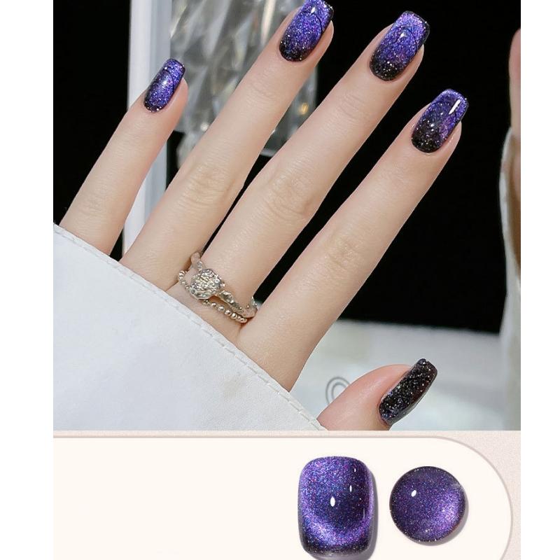 Nail Gel Polish 8ml Nail Polish Small Light Bulb Crystal Cat's Eye Glue Set Manicure Ice Transparent Aurora Flash Nail Polish Glue