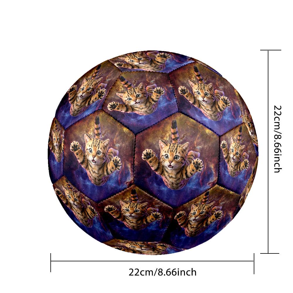 Galaxy Cat Dog Indoor Soccer Ball Size 5 Colorful All Ages Machine Stitched PVC Competition Ready Durable High-Bounce