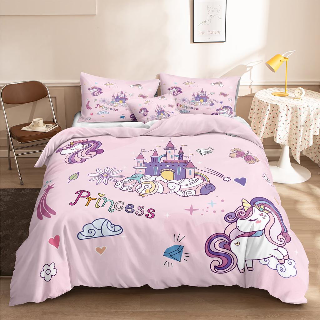 Comforter Unicorn Queen Pink Flowers Bedding Set For Kids Girls Bedroomromantic Sparkle Galaxy Stars Comforter Unicorn