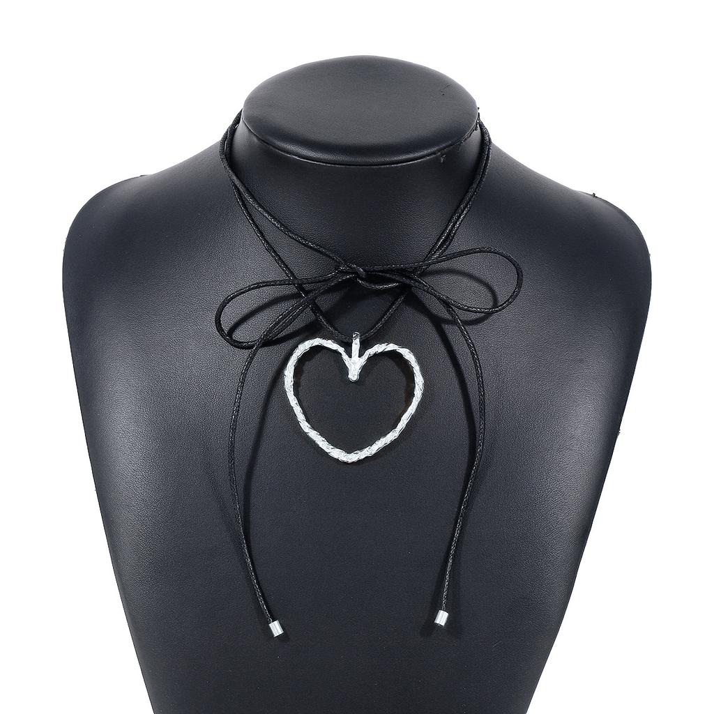 Dames Europees Hol Hart Hanger Sieraden Eenvoudige Minimalistische Strik Touw Creatieve Ketting