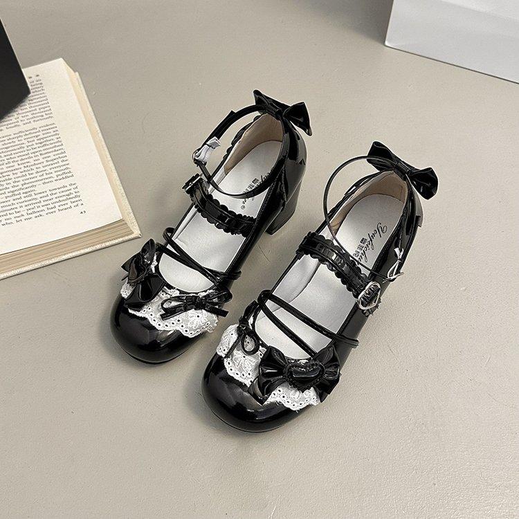 Fashion Korean Version Sweet Style Bow Knot Small Leather Shoes 2025 New Cute Princess Style Mary Jane Shoes