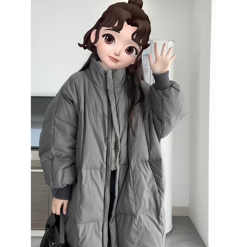 New down padded clothes women's winter medium and long padded jackets loose over the knee thickened padded jackets trendy