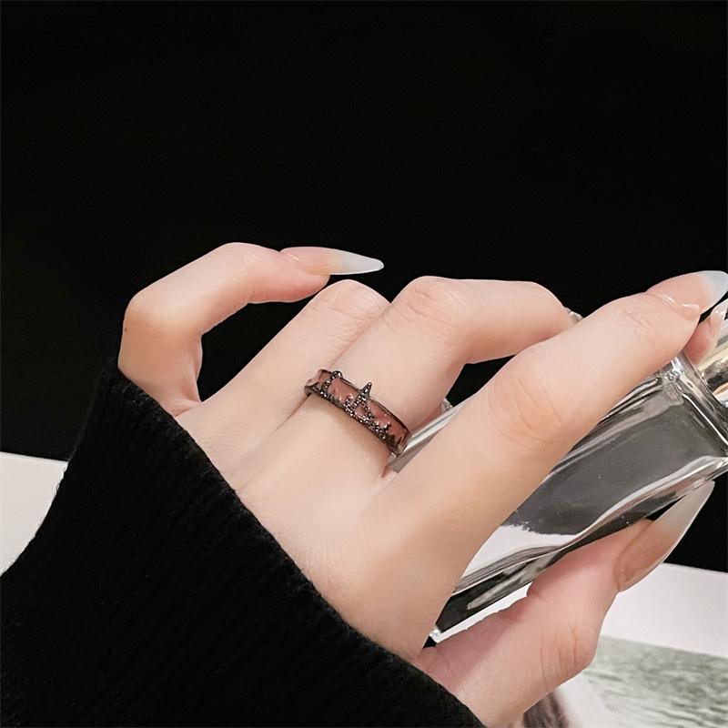 

Dark Wind Fashion Retro Open Ring Around Niche Design High-End Index Finger Ring Personality Ring Adjustable opening