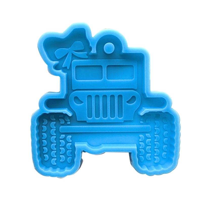 Shiny Glossy Cartoon Car School Bus Ornament Silicone Epoxy Resin Mold DIY Keychain Pendant for Anniversary Gift