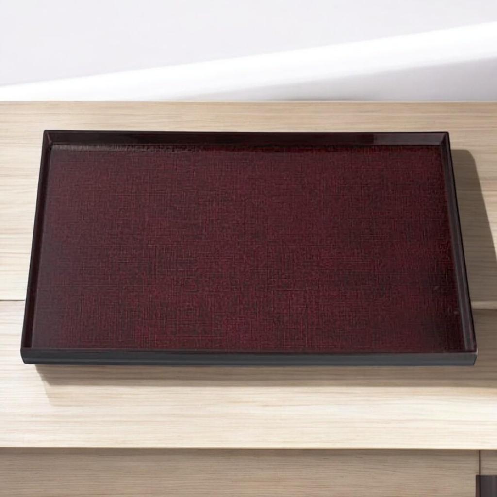 Tray Shintame Lacquerware 42cm Made In Japan J-kitchens 4-shaku (1.4m) Cloth-patterned (Tray) Non-Slip (ABS Resin)