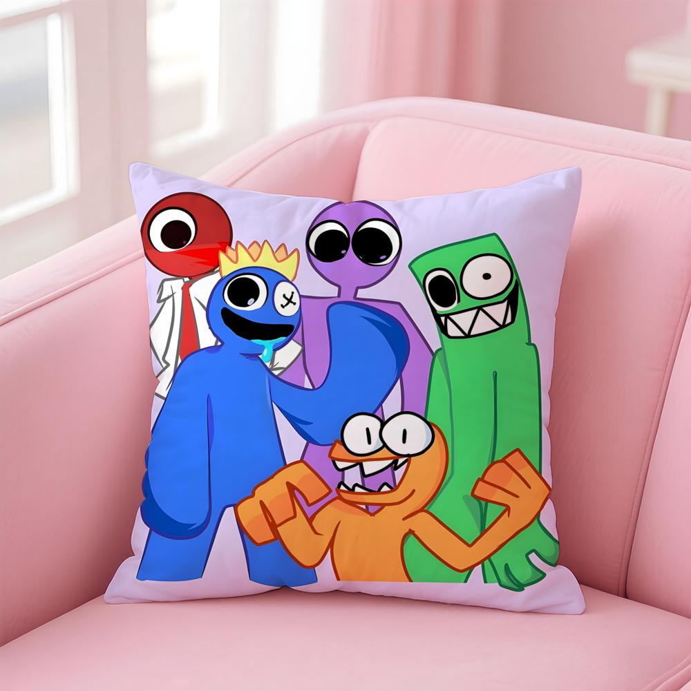 anime Rainbow Friends Cushion Cover Comfortable Reversible Pillow Cover Ideal for Car Sofa Bedroom & Beyond