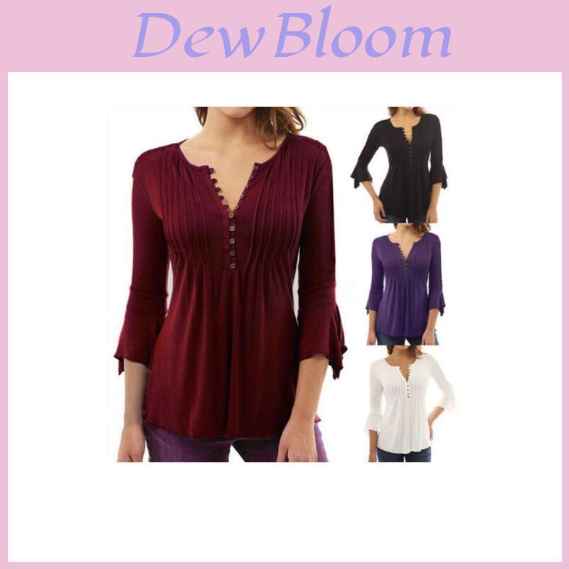 Fashion Women Slim Fit Long Sleeve Blouse Shirt Casual Cotton T-shirt For Effortless Style
