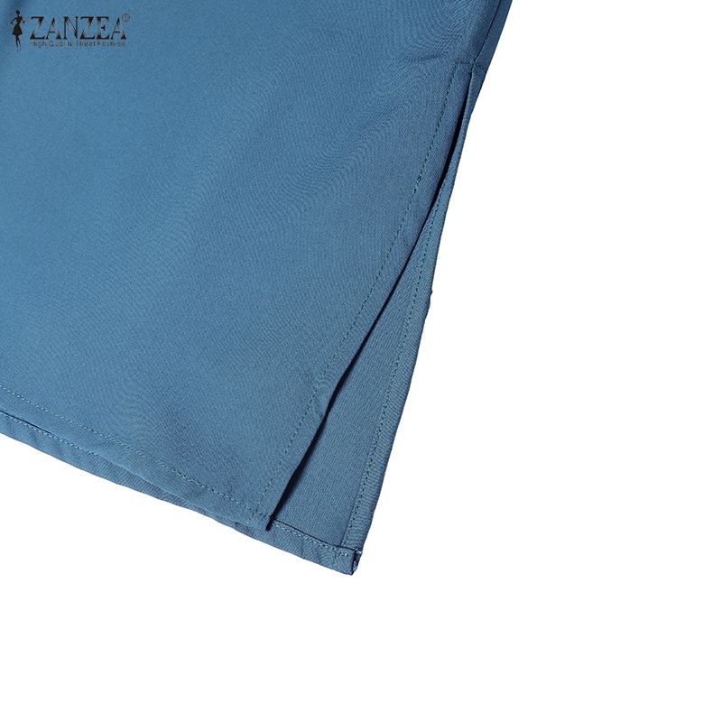 ZANZEA Women Casual V-Neck Loose Half Sleeve Long Dress