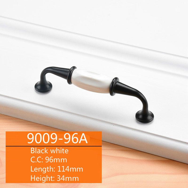 Uchwyt szafki ceramicznej czarno-białej Uchwyt drzwi szafy z aluminium europejskiego Uchwyt szuflady nowoczesny minimalistyczny Osprzęt meblowy