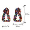 Colorful Geometric Floral Dangle Earrings for Women - Retro Style with Exaggerated Full Diamond Look