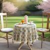 Kitchen Dinning Wrinkle Resistant Cotton Linen Round Table Cloth with Tassel
