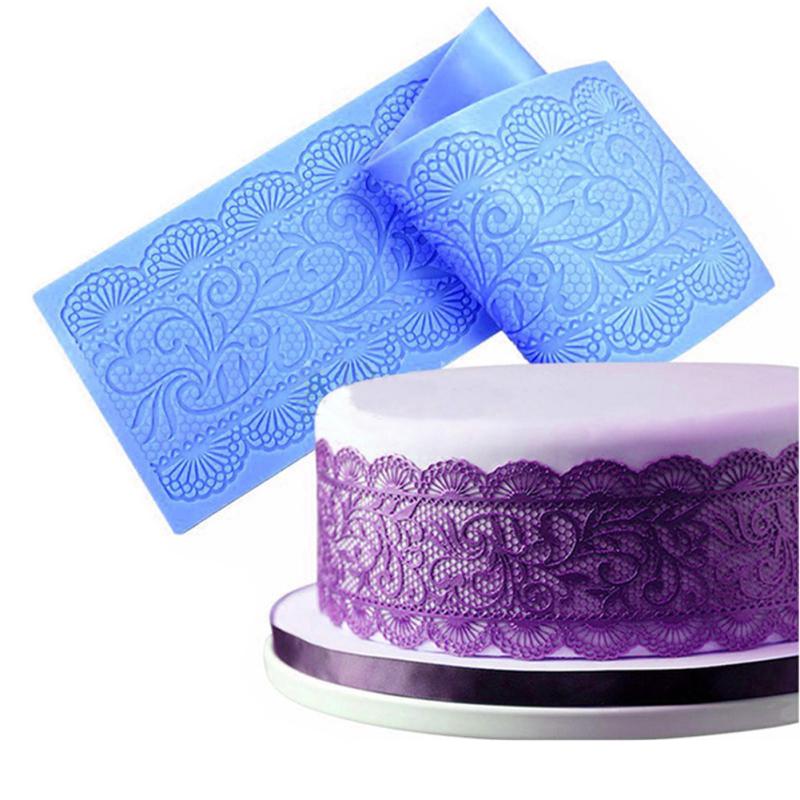 

Large Long Flower Pattern Lace Silicone Mold for Fondant Cakes Decor