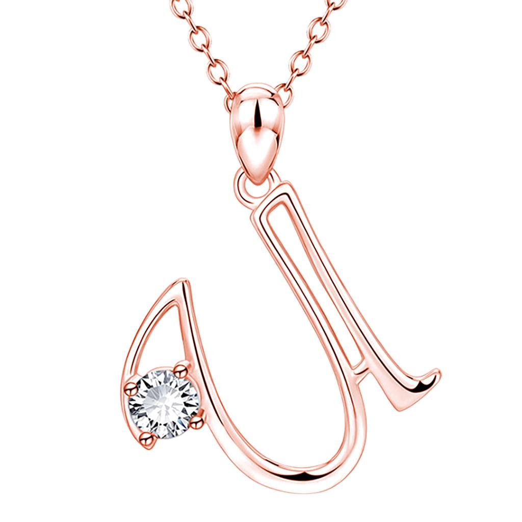 Fashion Alphabet Letter Pendant Necklace with Embedded Crystals Elegant Initial Charm Jewelry for Daily Wear and Special Occasions