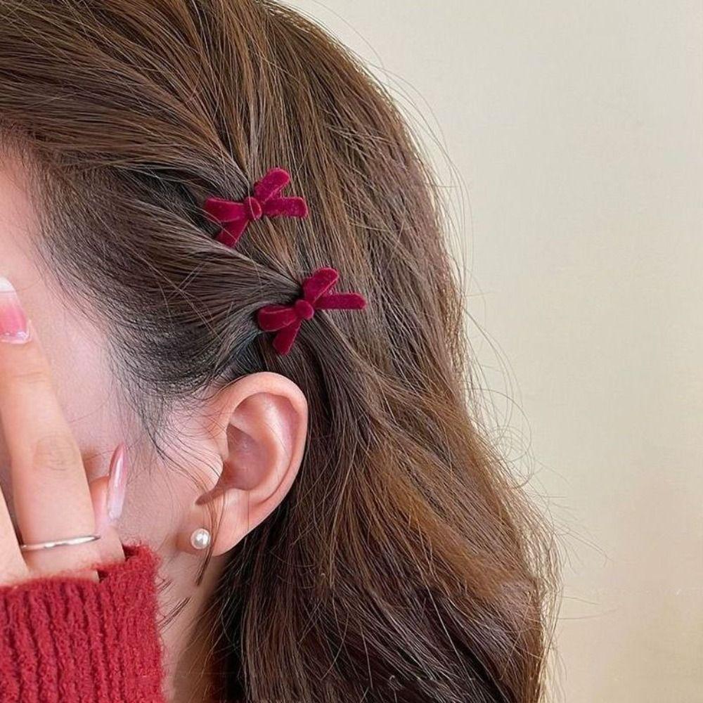 Hair Styling Tools Bowknot Hair Clips Women Bow  Headwear Duckbill Clip Bow Velvet Hairpin