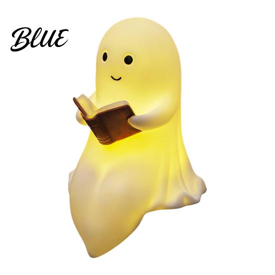 Unique Mystery Home Accent Halloween Ghost Lamp Cute Middle Finger Ghost/Reading Book Night Light Funny Ambient Bedside Lighting Spooky Figurine for