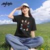MJ STYLE Women's Pure Cotton Printed Short Sleeve T-Shirt