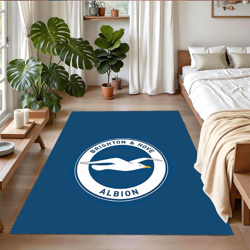 Anti‑Slip Crystal Velvet Floor Rug, Brighton Hove Albion Design Carpet for Indoor Living Bedroom Home Decoration