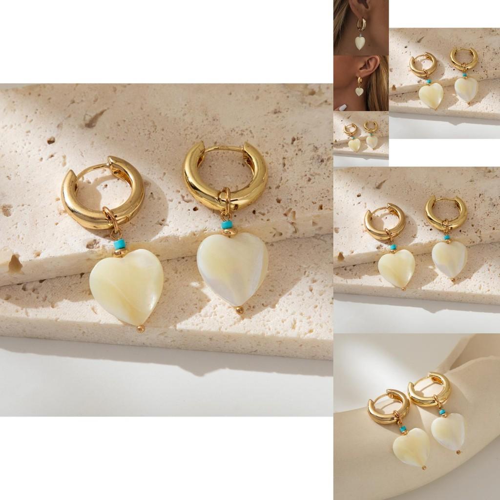 Elegant Heart Pendant Earrings For Women Fashionable Vintage Geometric Style