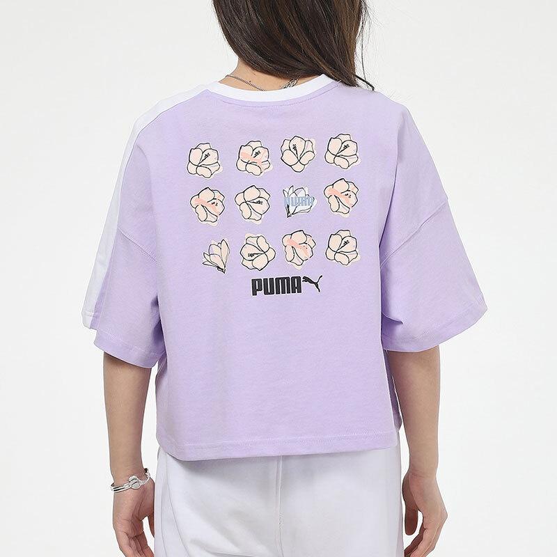 PUMA Crop Tops Women's Lavender Crew Neck Moderate 532258-16