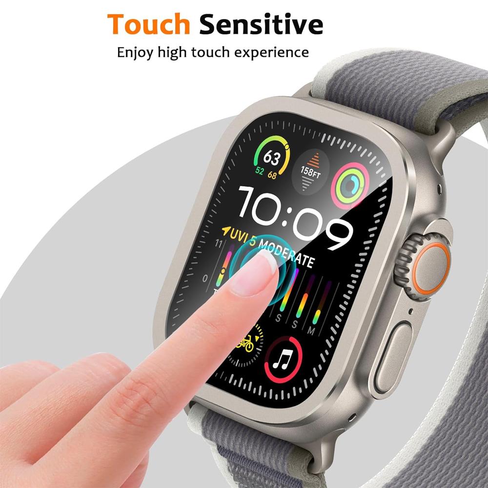 For Apple Watch Ultra 2 3 Screen Protector 49mm accessories Titanium Alloy Frame+HD Tempered Glass Cover Protective iWatch ultra