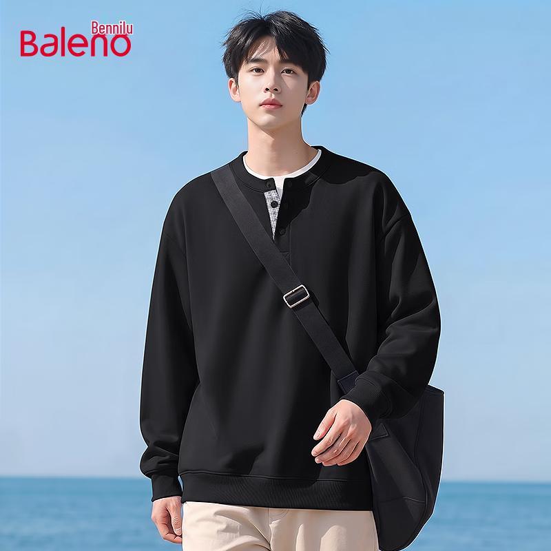 Baleno Heren Oversized Henley Nek Pullover Sweatshirt