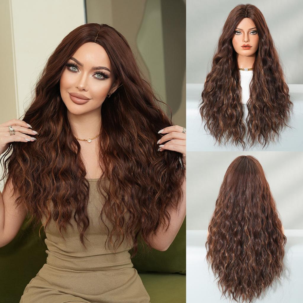 African European American Black Wig Women's Long Curly Hair Stage Performance Costume Soft Synthetic Full Head Cover