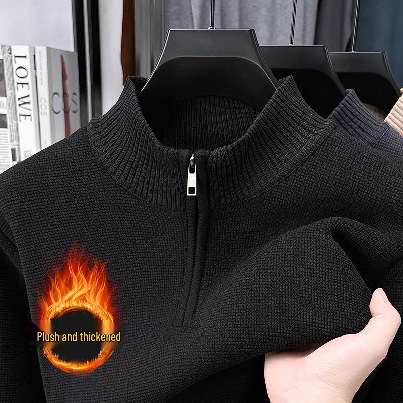 

Men s Velvet Zipper Knitwear: Warm Winter Hoodie Pullover 3XL fits 160-180 jin чорний