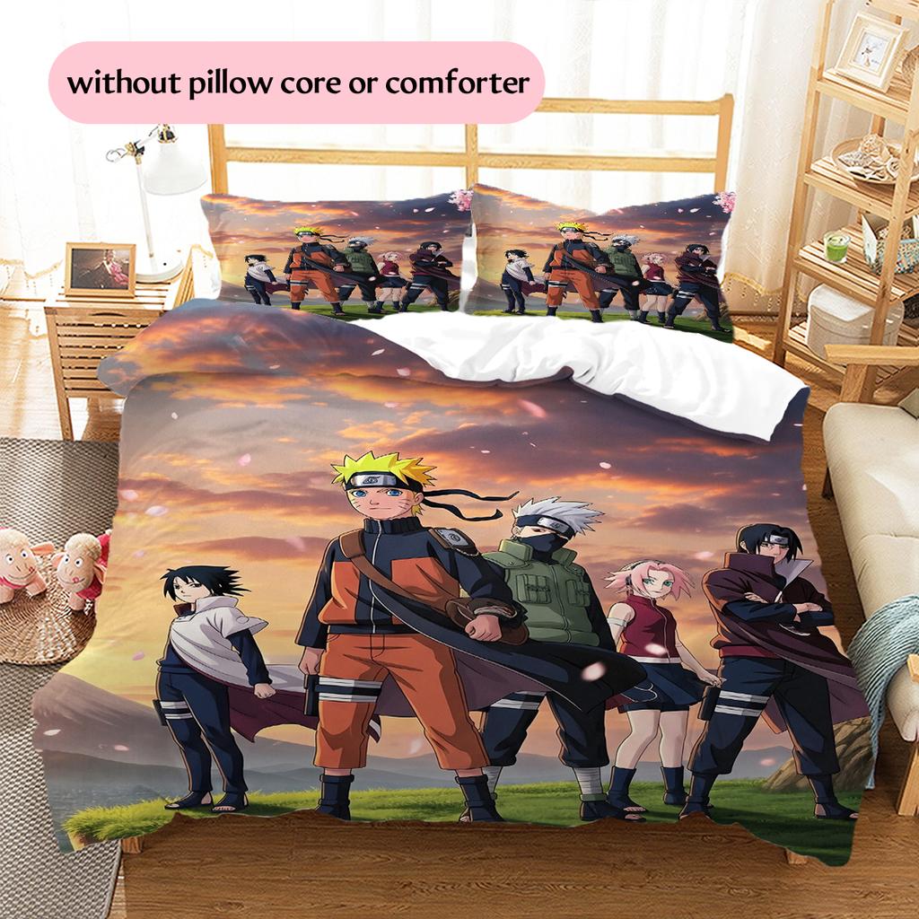 Naruto Character Pattern Bedding Home Decoration Birthday Gift (1 * Duvet Cover + 2 * Pillowcase, Without Core)
