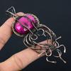 Lab-Created Ruby Gemstone Copper Wire Wrap Handmade Designer Pendant Jewelry Gift For Love