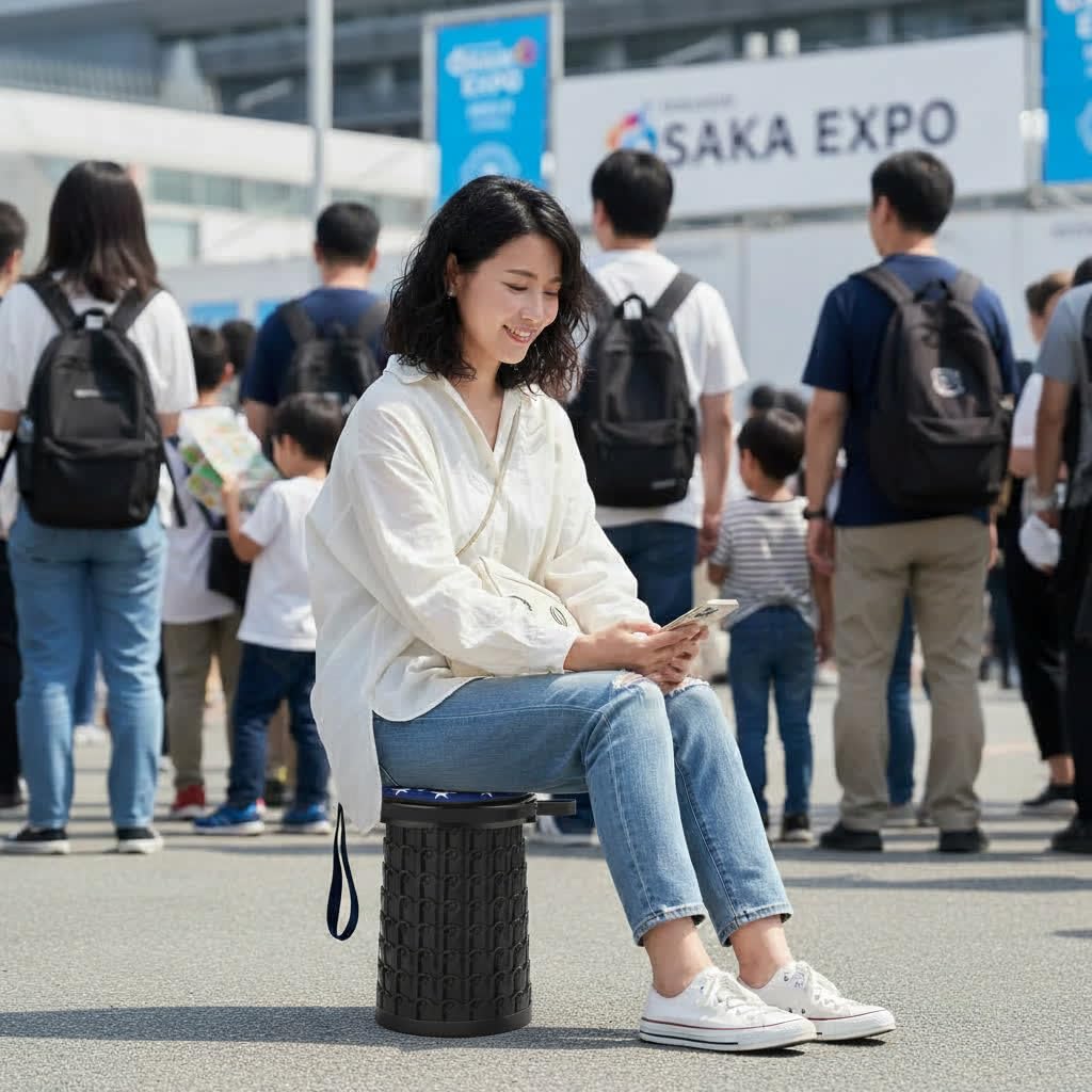 DWY Patented Folding Telescopic Outdoor Height 400kg Weight Reinforced Compact Includes Japanese Perfect for Waiting In and Use Chair, Chair,