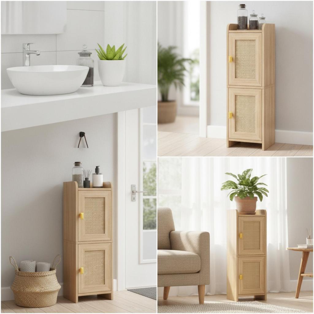 Tall Bathroom Storage Cabinet Slim for Powder Rooms