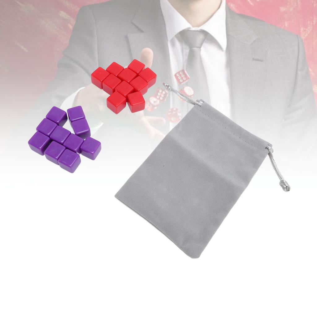 20PCS 16mm Blank Dice Set Plastic Multicolor DIY Cubes Six Sided Dices with Storage Bag for Board Ga