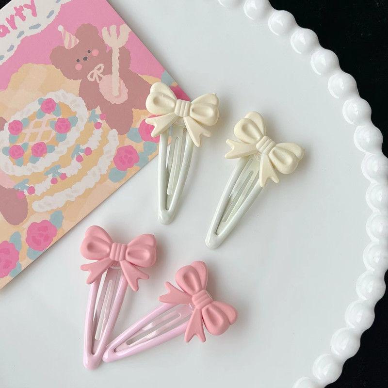 

Милая заколка для волос сладкого кремового цвета в японском стиле для девочек, маленький бантик, BB-зажим, универсальный головной убор в стиле принцессы с нишей и боковой клипсой