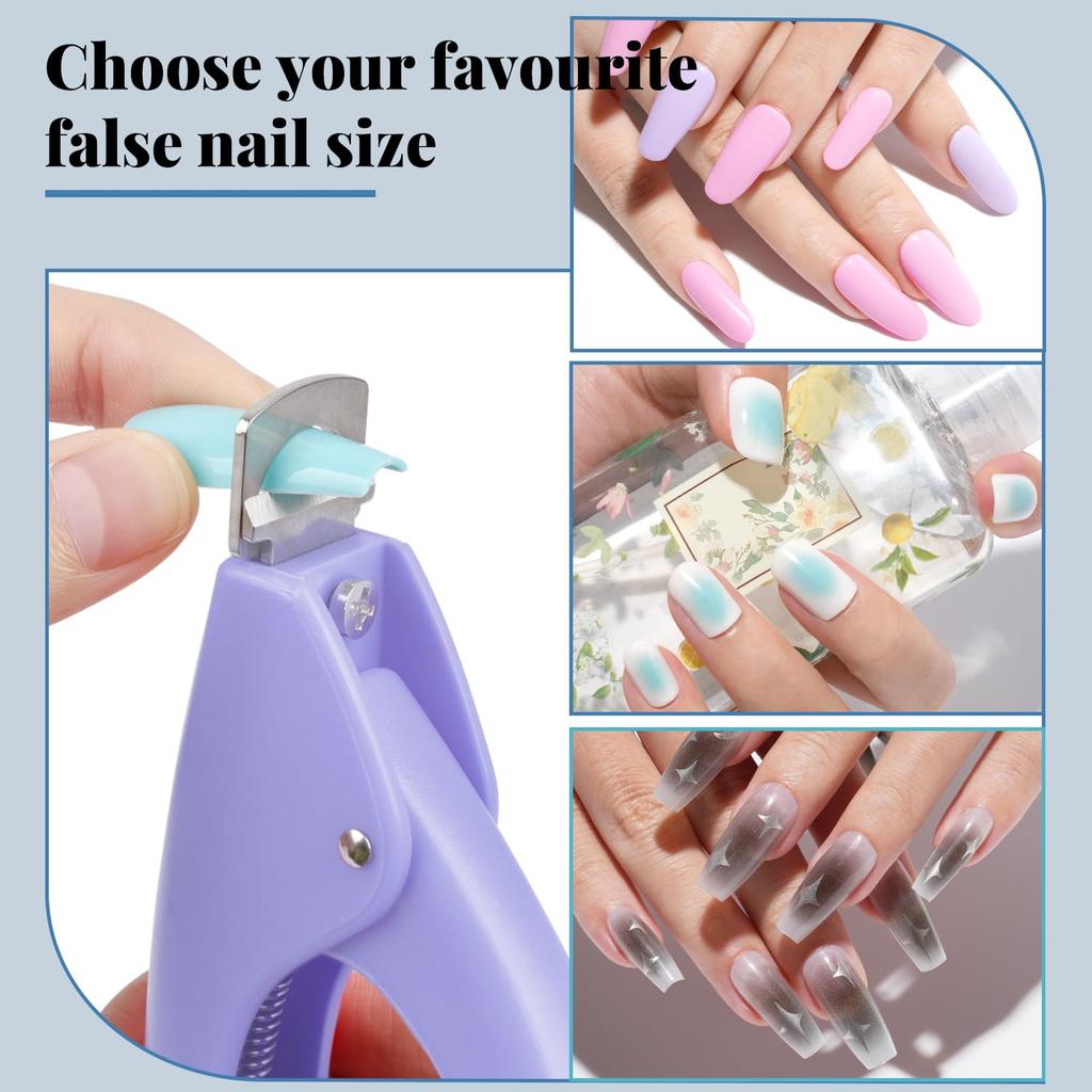 Acrylic Nail Cutter with Magnets Sizer, MORGLES Nail Clippers with Length Measurement for Salon Home Manicure, Purple