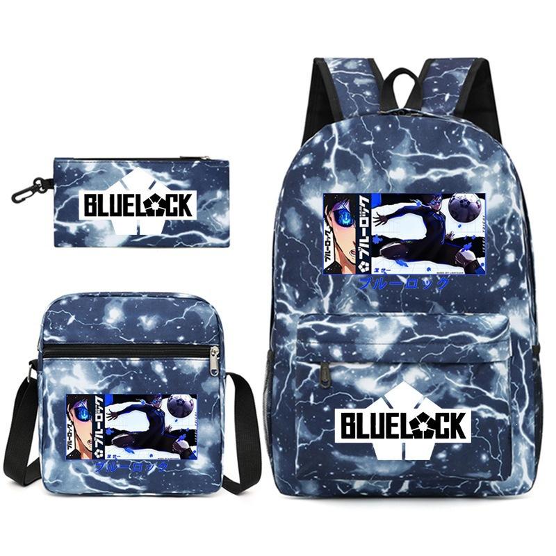 Large Capacity Schoolbag with Shoulder Strap; Student Three-piece Pencil Case Set