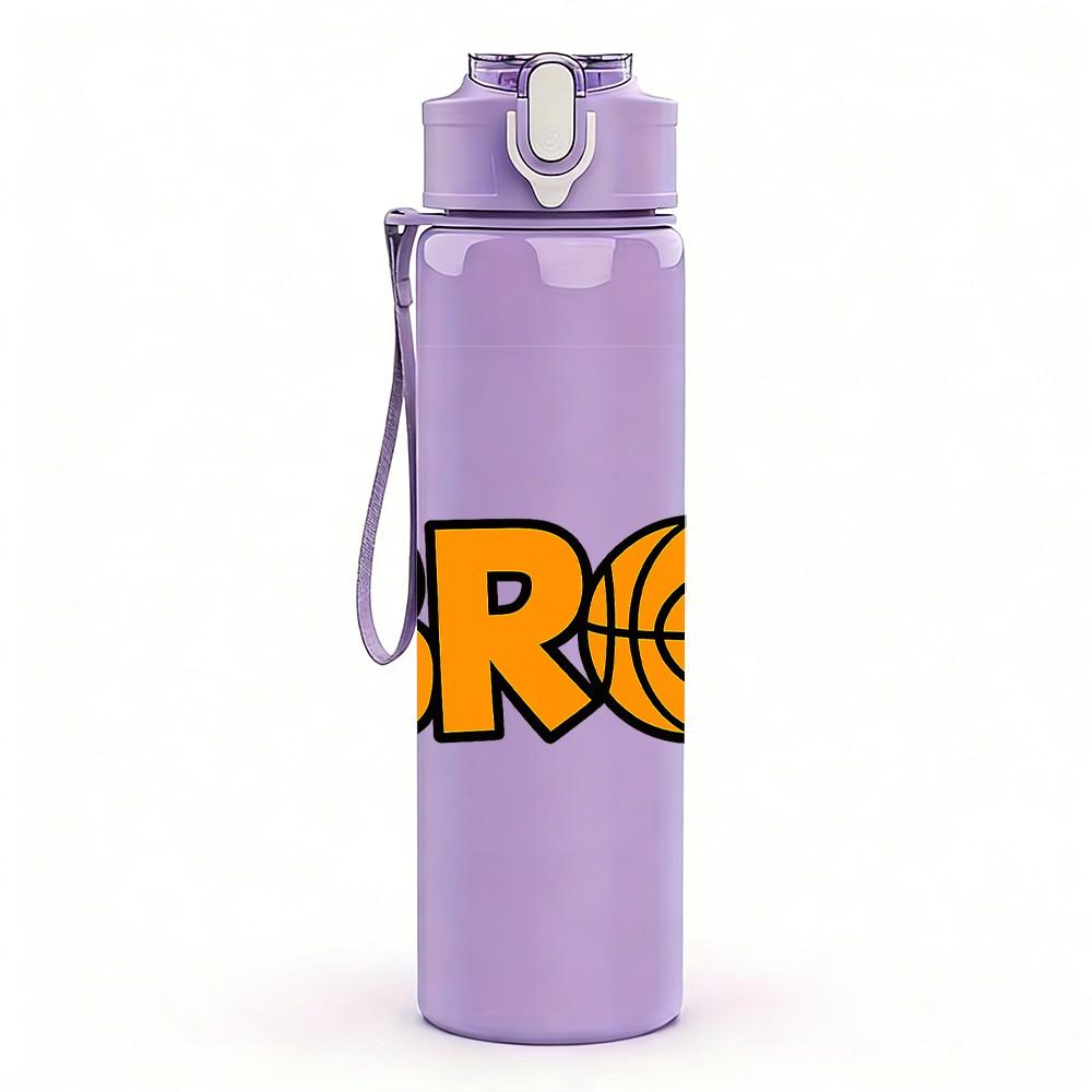 1PC BRO Bold Letter Text Art Print 750ml Color Plastic Sports Water Bottle Leakproof Flip Straw Lid Suitable for Sports Office Home Use