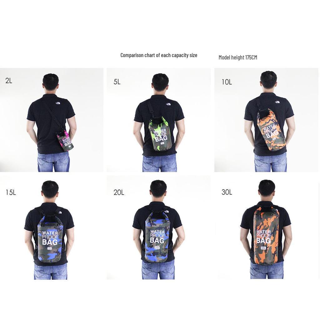 Waterproof PVC Camouflage Bucket Bag: Wet & Dry Separation, Ideal for Kids' Rafting, Beach & Swimming Activities