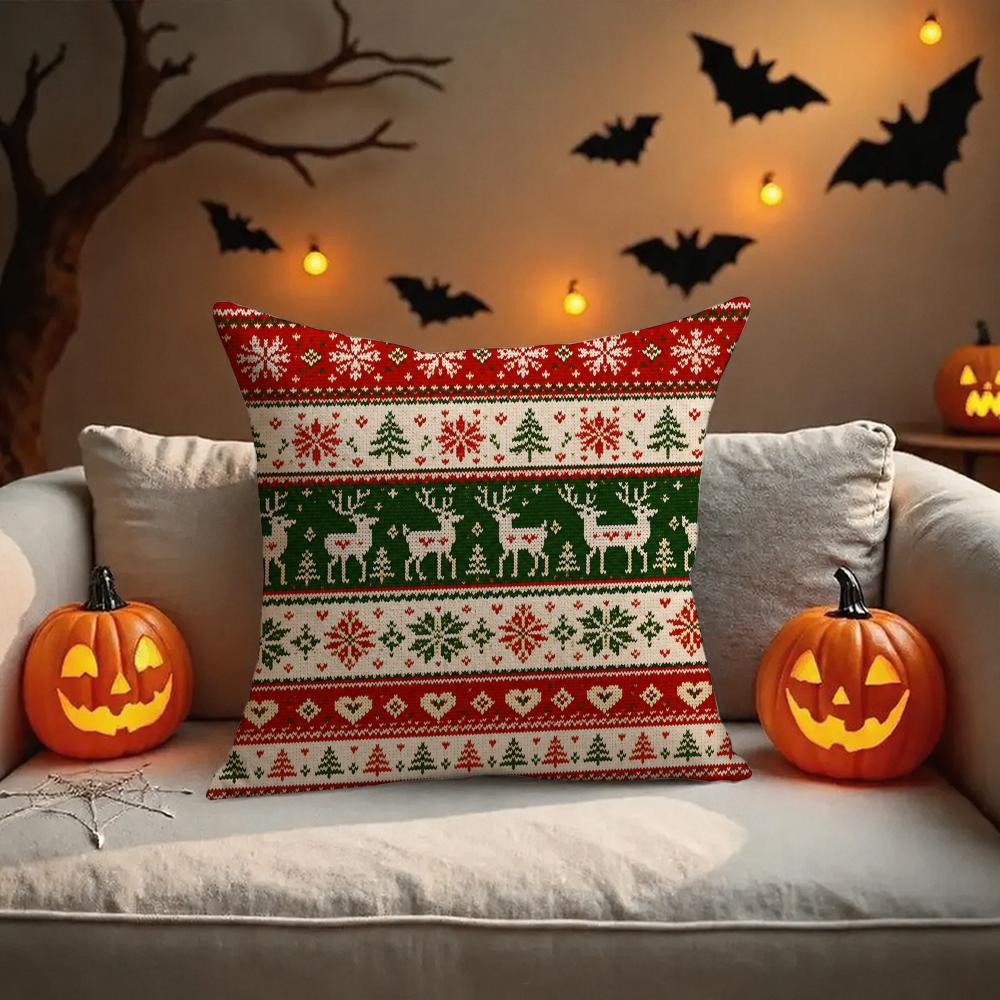 Nordic Halloween Gift Cushion Cover Halloween Rustic Throw Pillow Covers, Cute Ghost Pumpkin Maple Leaf Cushion Covers