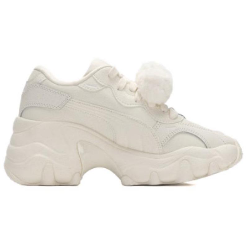 PUMA Pulsar Wedge Wns Furry Women Stylish Versatile Wear-resistant Low Platform Dad Sneakers White 400977-01