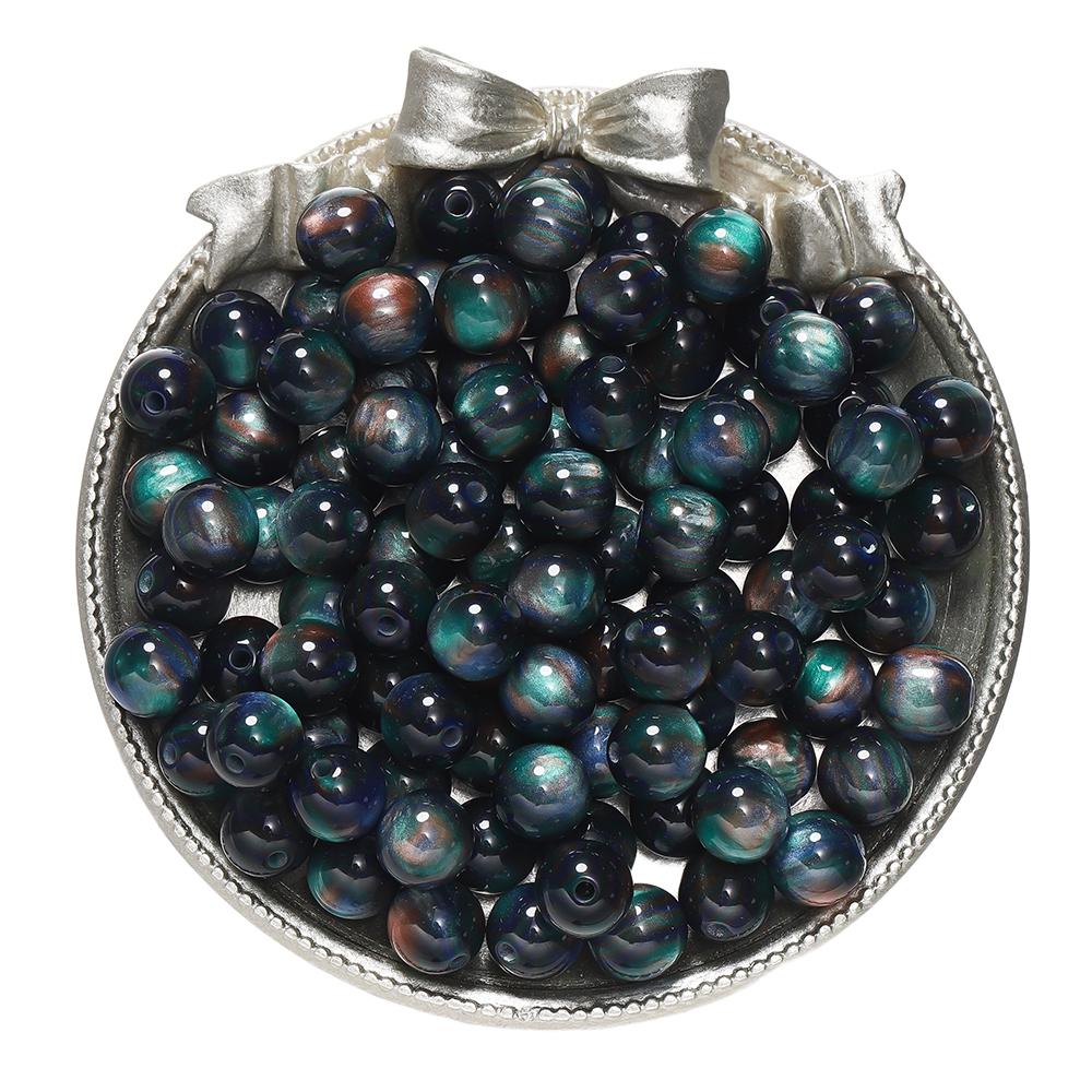 20-50pcs/lot Dark Color Mitation Cat Eye Round Resin Beads Bracelet Spacer Beads For DIY Charm Crafts Jewelry Making Findings