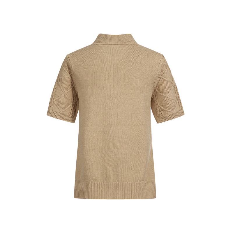 Navigare Women's Short Sleeve Cable Knit Polo Cardigan Top