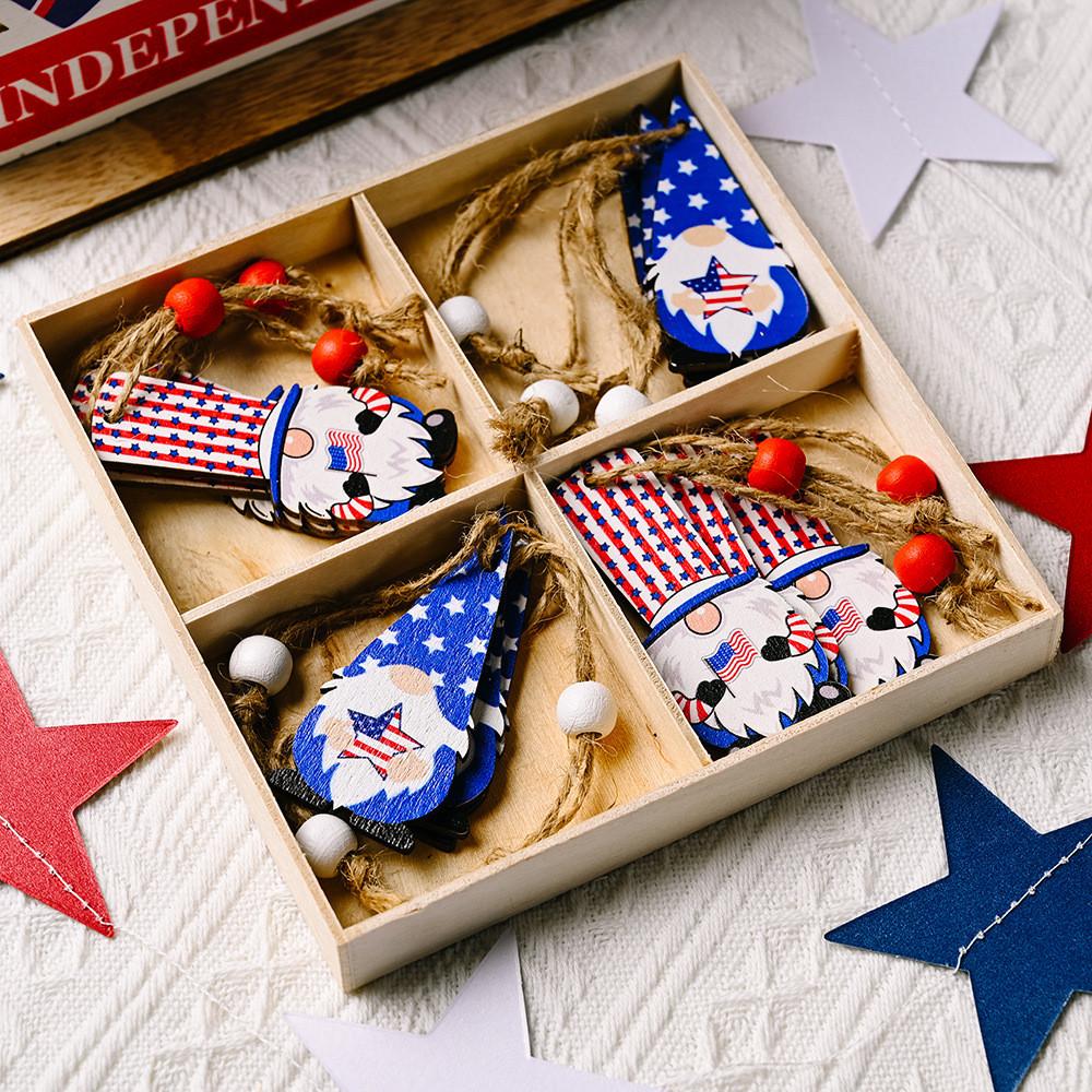 

Independence Whimsical Day Multicompartment Wooden Box Hanging Decoration For Festivities Independence Box B